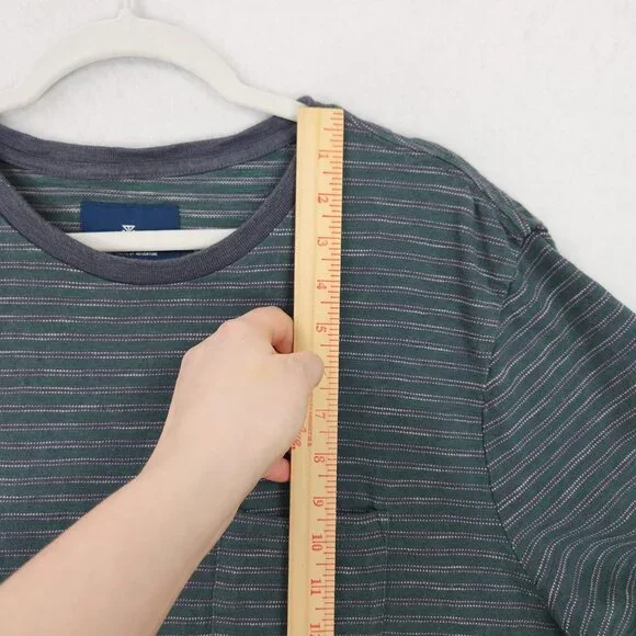 Roark Shirt Mens XL Green Gray Striped Revival Pocket Crewneck Short Sleeve Tee - Picture 6 of 11